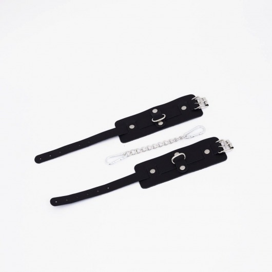 Черные кожаные оковы с хромированной фурнитурой - Crazy Handmade - купить с доставкой в Благовещенске