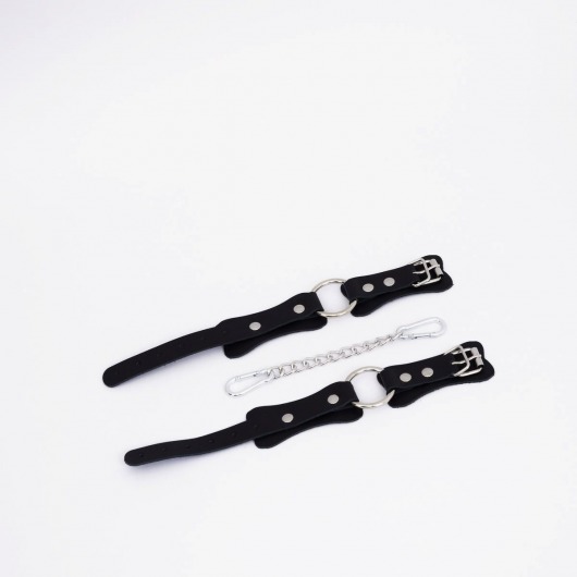 Черные кожаные оковы с кольцом - Crazy Handmade - купить с доставкой в Благовещенске