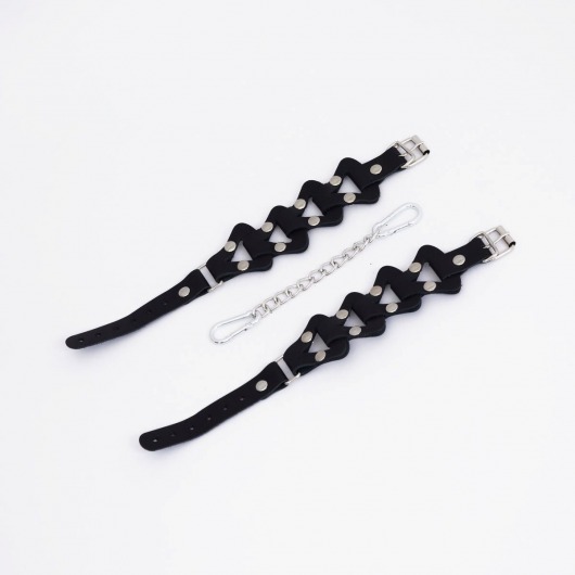 Черные кожаные оковы из звеньев - Crazy Handmade - купить с доставкой в Благовещенске