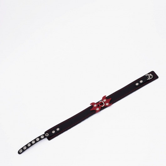 Черный ошейник с красным декором и строчкой - Crazy Handmade - купить с доставкой в Благовещенске