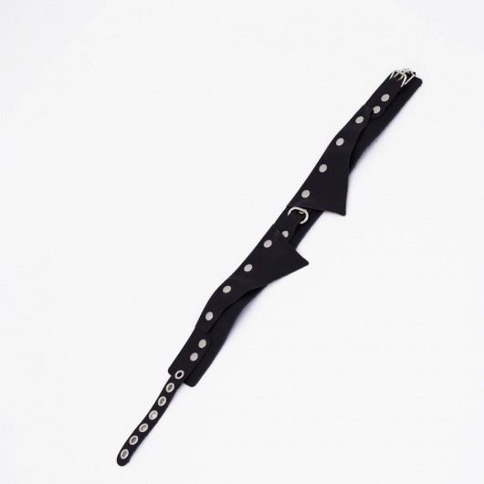 Черный однослойный кожаный ошейник с имитацией воротничка - Crazy Handmade - купить с доставкой в Благовещенске