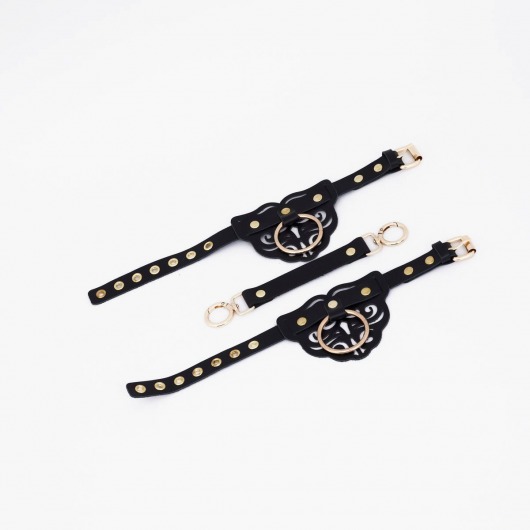 Черные оковы с золотистой фурнитурой - Crazy Handmade - купить с доставкой в Благовещенске