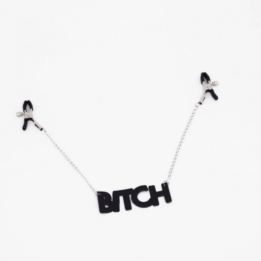 Зажимы на соски с кожаной подвеской Bitch - Crazy Handmade - купить с доставкой в Благовещенске