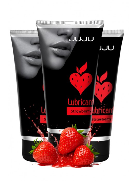Набор из 3 съедобных лубрикантов JUJU со вкусом клубники - JuJu - купить с доставкой в Благовещенске