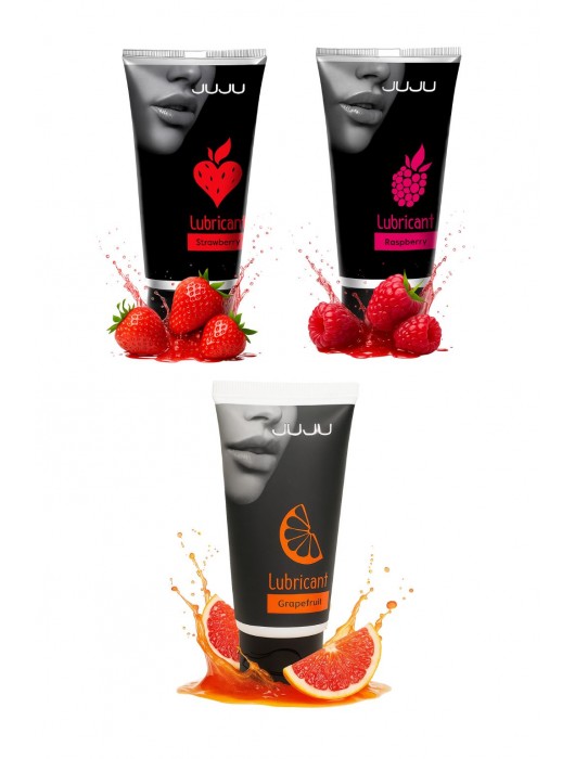 Набор из 3 съедобных лубрикантов JUJU (клубника, малина, грейпфрут) - JuJu - купить с доставкой в Благовещенске