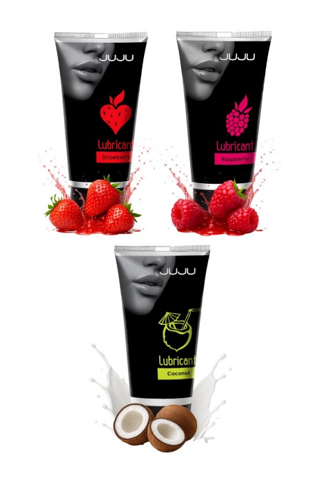 Набор из 3 съедобных лубрикантов JUJU (клубника, малина, кокос) - JuJu - купить с доставкой в Благовещенске
