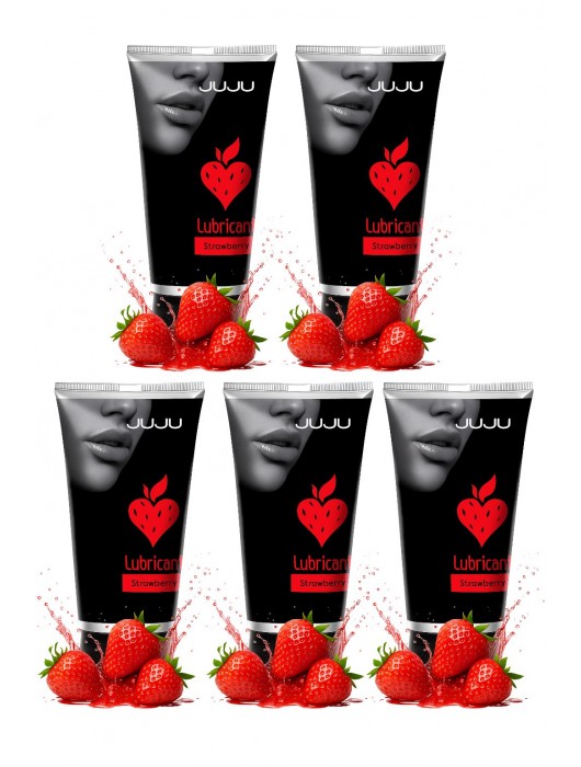 Набор из 5 съедобных лубрикантов JUJU со вкусом клубники - JuJu - купить с доставкой в Благовещенске