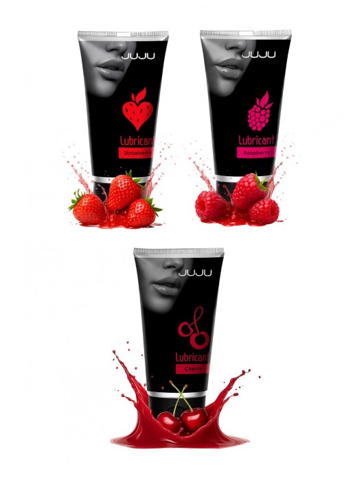 Набор из 3 съедобных лубрикантов JUJU (клубника, малина, вишня) - JuJu - купить с доставкой в Благовещенске