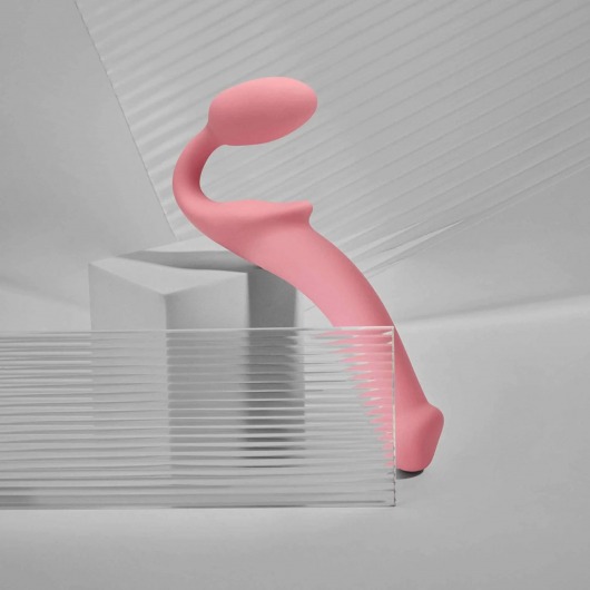 Розовый безремневой страпон Strap-on-me Semi-Realistic Bendable Strap-On size S - Strap-on-me - купить с доставкой в Благовещенске