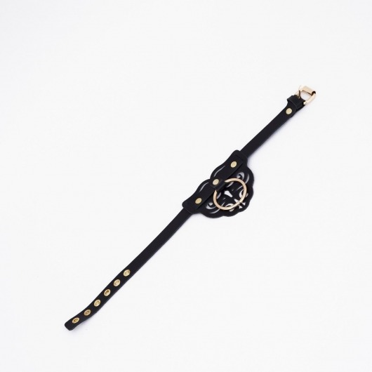 Черный чокер с клепками и золотистой фурнитурой - Crazy Handmade - купить с доставкой в Благовещенске