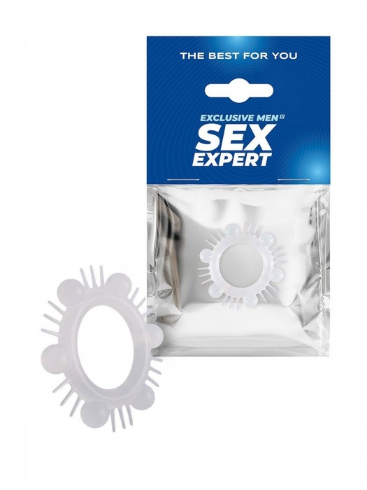 Эластичное эрекционное кольцо с шипиками и шариками - Sex Expert - в Благовещенске купить с доставкой