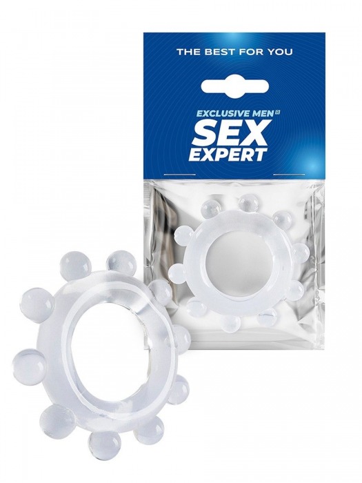 Прозрачное эрекционное кольцо со стимулирующими шариками - Sex Expert - в Благовещенске купить с доставкой