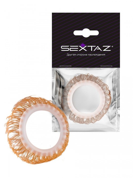 Эрекционное кольцо с бежевыми «ресничками» - Sextaz - в Благовещенске купить с доставкой