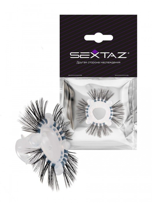 Эластичное эрекционное кольцо с черными «ресничками» - Sextaz - в Благовещенске купить с доставкой