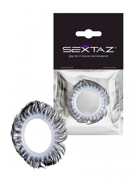 Эластичное эрекционное колечко с черными «ресничками» - Sextaz - в Благовещенске купить с доставкой