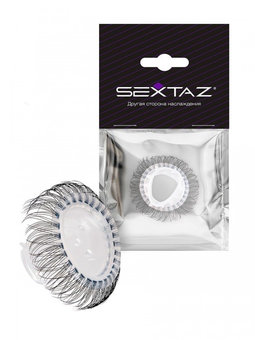 Эластичное эрекционное кольцо с длинными черными «ресничками» - Sextaz - в Благовещенске купить с доставкой