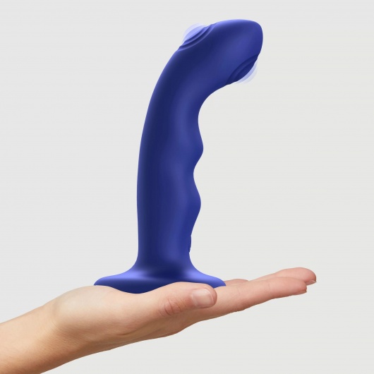 Синяя насадка-стимулятор Strap-On-Me Tapping Dildo Wave - Strap-on-me - купить с доставкой в Благовещенске