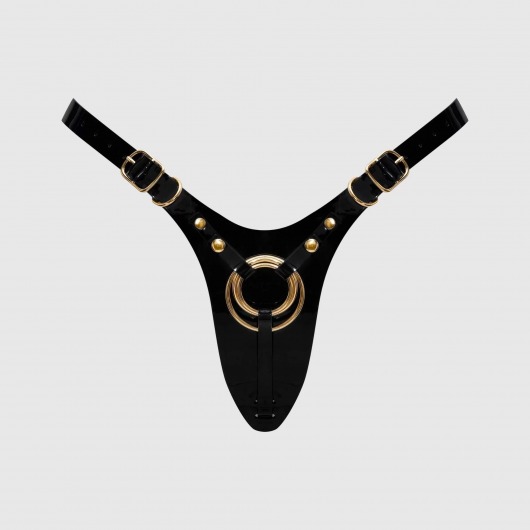 Черный пояс для фиксации насадок Strap-On-Me Leatherette Harness Fabulous - Strap-on-me - купить с доставкой в Благовещенске