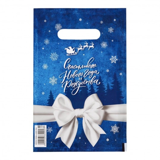 Сине-белый подарочный новогодний пакет с вырубной ручкой (20х30 см) - Сима-Ленд - купить с доставкой в Благовещенске