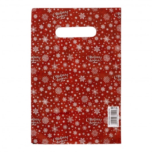 Красный подарочный новогодний пакет с вырубной ручкой (20х30 см) - Сима-Ленд - купить с доставкой в Благовещенске