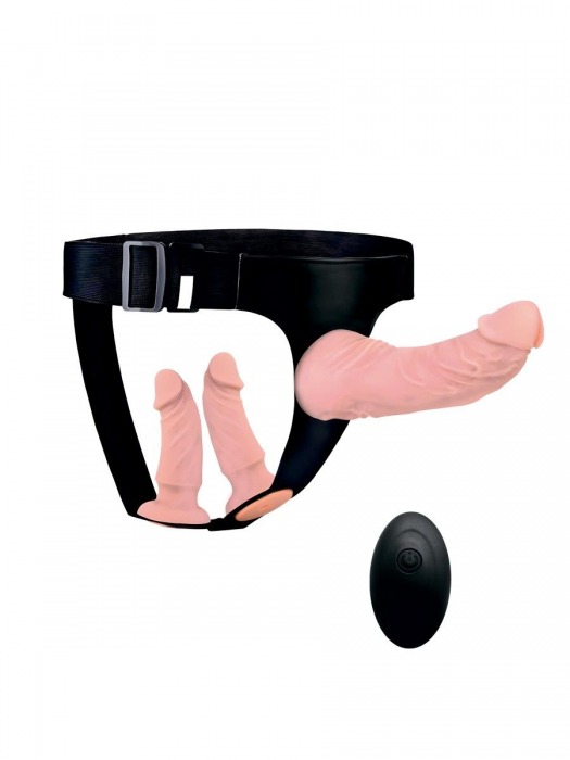 Женский страпон с 3 насадками и вибрацией - Erowoman-Eroman - купить с доставкой в Благовещенске