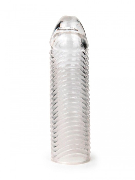 Прозрачная закрытая насадка на пенис с ребрышками - 16 см. - Sex Expert - в Благовещенске купить с доставкой