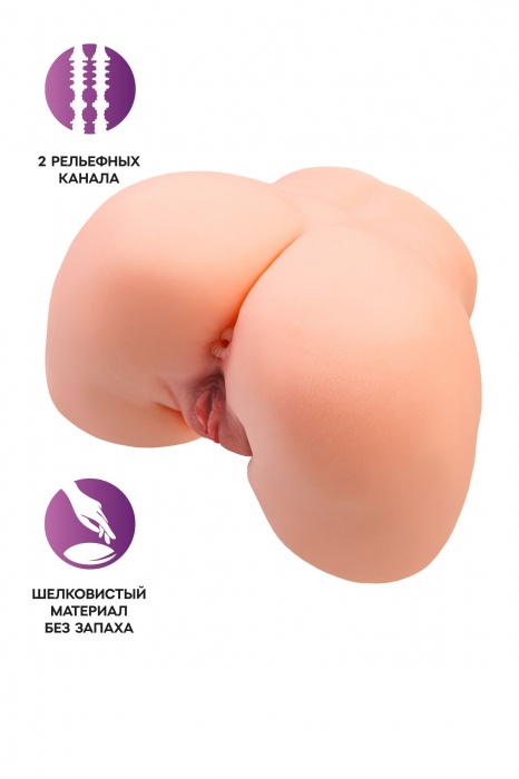 Телесный мастурбатор в форме попки с 2 любовными входами - No Name - в Благовещенске купить с доставкой