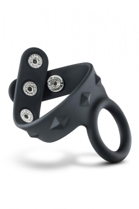 Черное эрекционное кольцо с подхватом мошонки на кнопках VS6 - Blush Novelties - в Благовещенске купить с доставкой
