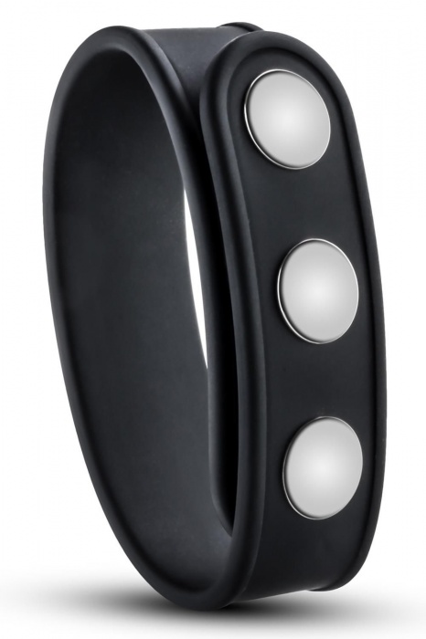 Черное эрекционное кольцо на кнопках - Blush Novelties - в Благовещенске купить с доставкой