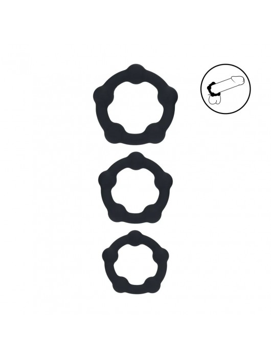 Набор из 3 эрекционных колец Beaded Silicone Cockring Set - Shots Media BV - в Благовещенске купить с доставкой