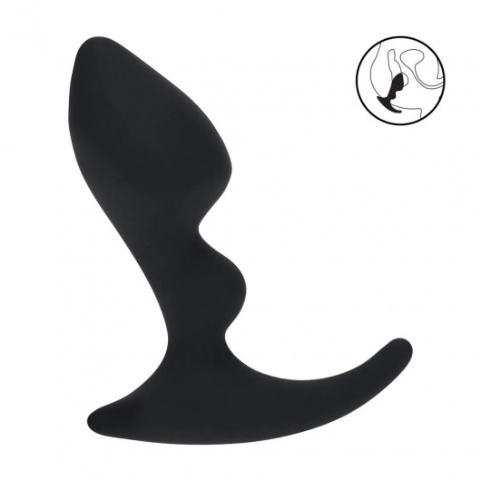 Черная анальная пробка для массажа простаты Double Ripple Silicone Prostate Massager - Shots Media BV - в Благовещенске купить с доставкой