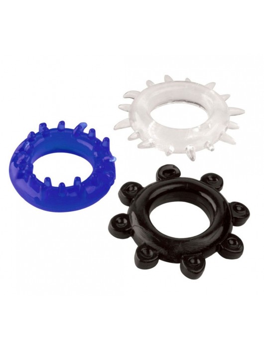 Набор из 3 эрекционных колец разного цвета и рельефа - Boys of Toys - в Благовещенске купить с доставкой