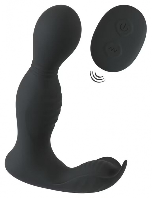 Черная анальная пробка с вибрацией, вращением и пультом ДУ RC Butt Plug with 2 Functions - Orion - в Благовещенске купить с доставкой