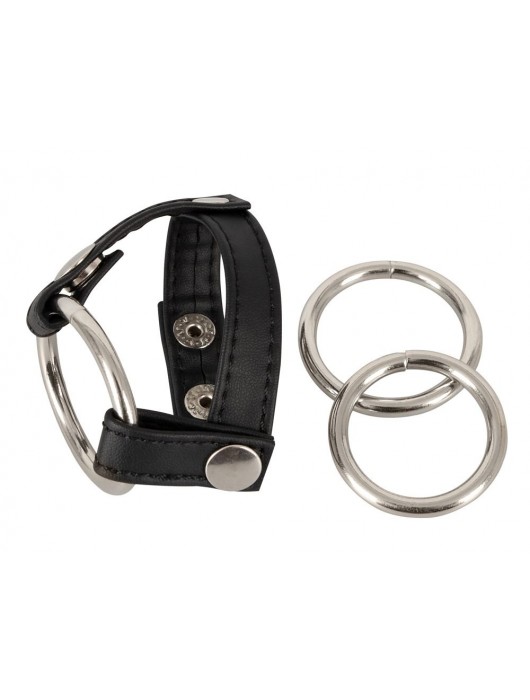 Подхват для мошонки с 3 съемными эрекционными кольцами Leder-Riemen - Orion - в Благовещенске купить с доставкой