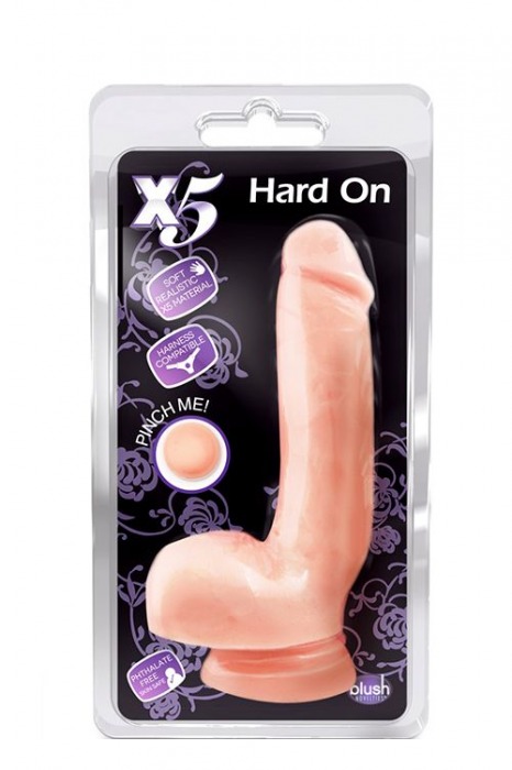 Реалистичный фаллоимитатор с присоской X5 HARD ON BEIGE - 22,2 см. - Blush Novelties