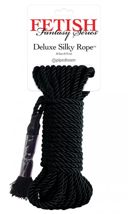 Черная веревка для фиксации Deluxe Silky Rope - 9,75 м. - Pipedream - купить с доставкой в Благовещенске