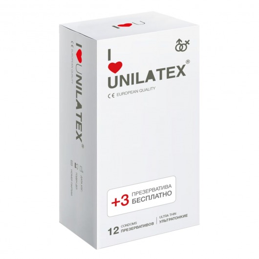 Ультратонкие презервативы Unilatex Ultra Thin - 12 шт. + 3 шт. в подарок - Unilatex - купить с доставкой в Благовещенске