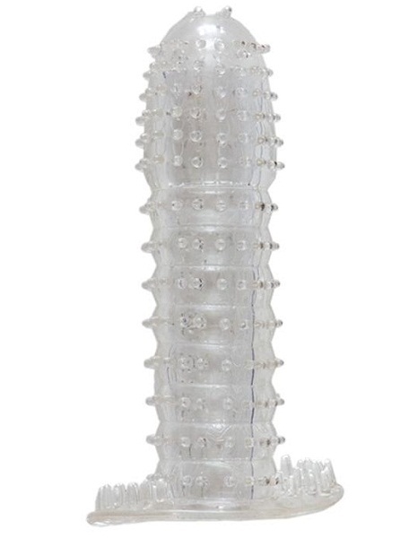 Гелевая прозрачная насадка c шипами - 12 см. - Toyfa Basic - в Благовещенске купить с доставкой