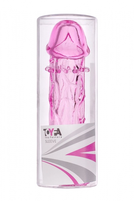 Гладкая розовая насадка с усиками под головкой - 12,5 см. - Toyfa Basic - в Благовещенске купить с доставкой