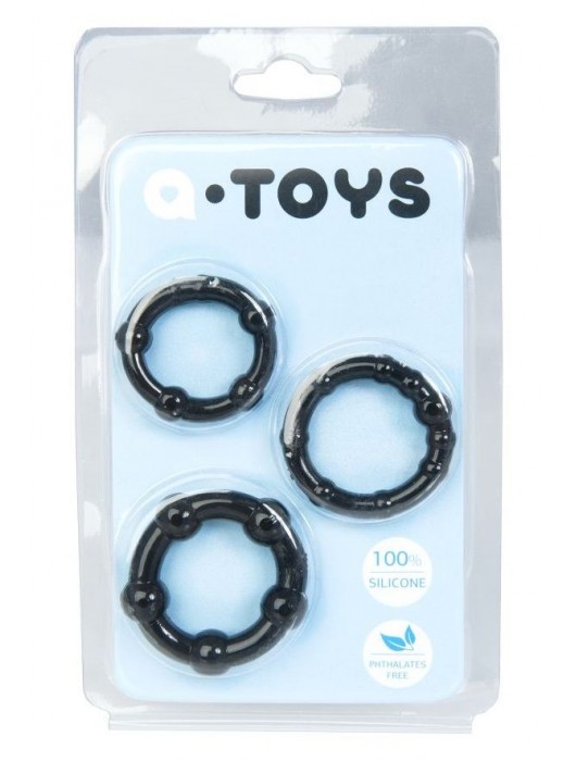 Набор из 3 чёрных эрекционных колец A-toys - A-toys - в Благовещенске купить с доставкой