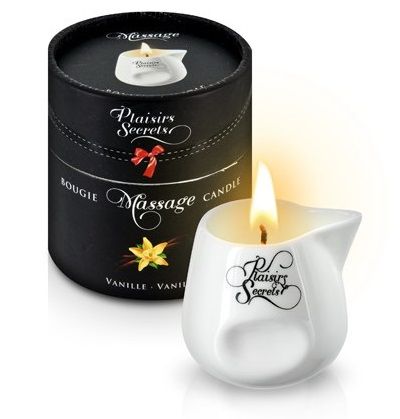 Массажная свеча с ароматом ванили Bougie Massage Gourmande Vanille - 80 мл. - Plaisir Secret - купить с доставкой в Благовещенске