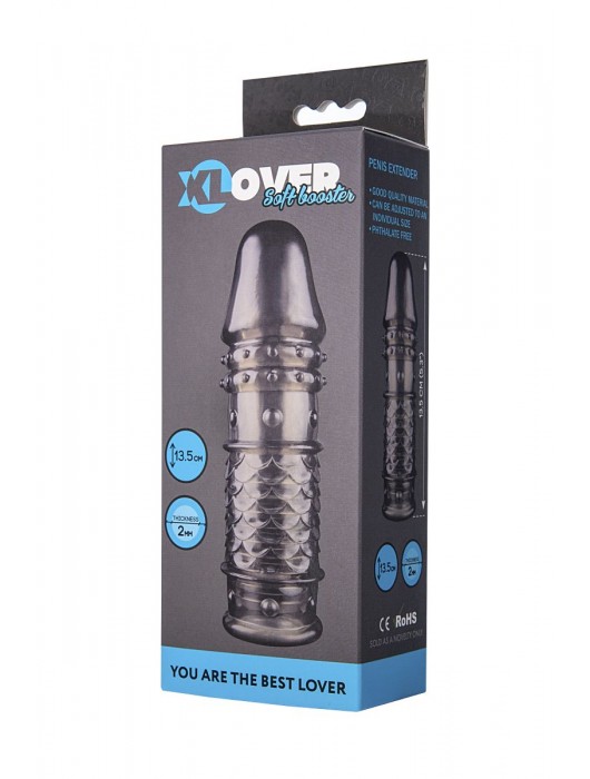 Дымчатая закрытая насадка ToyFa XLover с чешуйками и пупырышками - 13,5 см. - ToyFa - в Благовещенске купить с доставкой