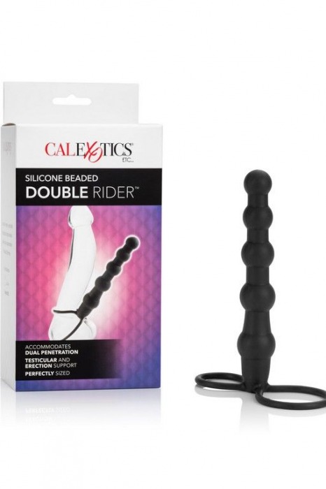 Насадка на пенис для двойного проникновения Silicone Beaded Double Rider - 14 см. - California Exotic Novelties - в Благовещенске купить с доставкой