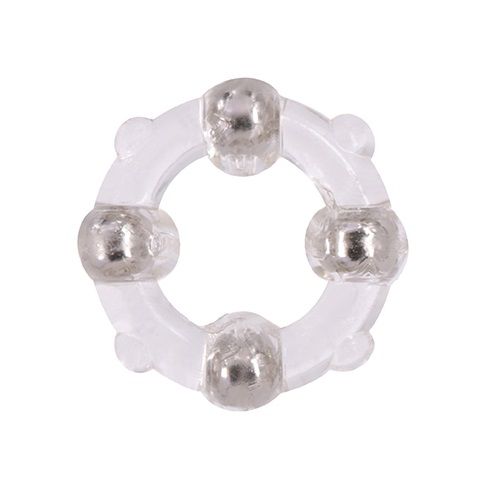 Эрекционное кольцо с 4 бусинами MENZSTUFF STUD RING CLEAR - Dream Toys - в Благовещенске купить с доставкой