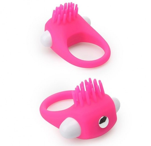 Розовое эрекционное кольцо с щеточкой LIT-UP SILICONE STIMU RING 5 - Dream Toys - в Благовещенске купить с доставкой