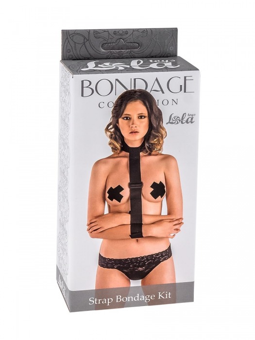 Ошейник с длинной лентой и наручниками Strap Bondage Kit One Size - Lola Games - купить с доставкой в Благовещенске