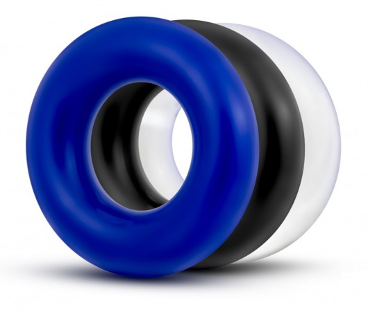 Набор из 3 разноцветных колец Stay Hard Donut Rings - Blush Novelties - в Благовещенске купить с доставкой
