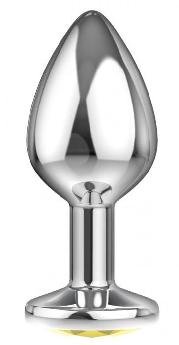 Большая серебристая анальная пробка Diamond Yellow Sparkle Large с жёлтым кристаллом - 8 см. - Lola Games - купить с доставкой в Благовещенске