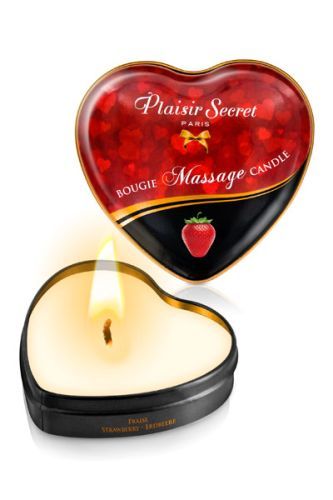 Массажная свеча с ароматом клубники Bougie Massage Candle - 35 мл. - Plaisir Secret - купить с доставкой в Благовещенске