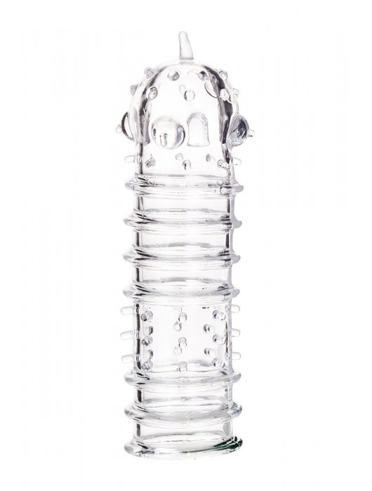 Прозрачная насадка на пенис TOYFA A-Toys с ребрами и точками - 15,3 см. - A-toys - в Благовещенске купить с доставкой